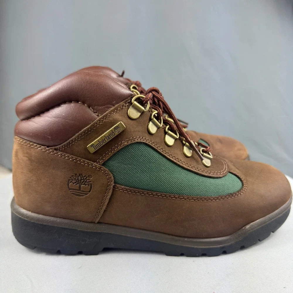 Timberland Field Boot Junior Big Kids Size 5.5 Brown Green Beef Broccoli 16937